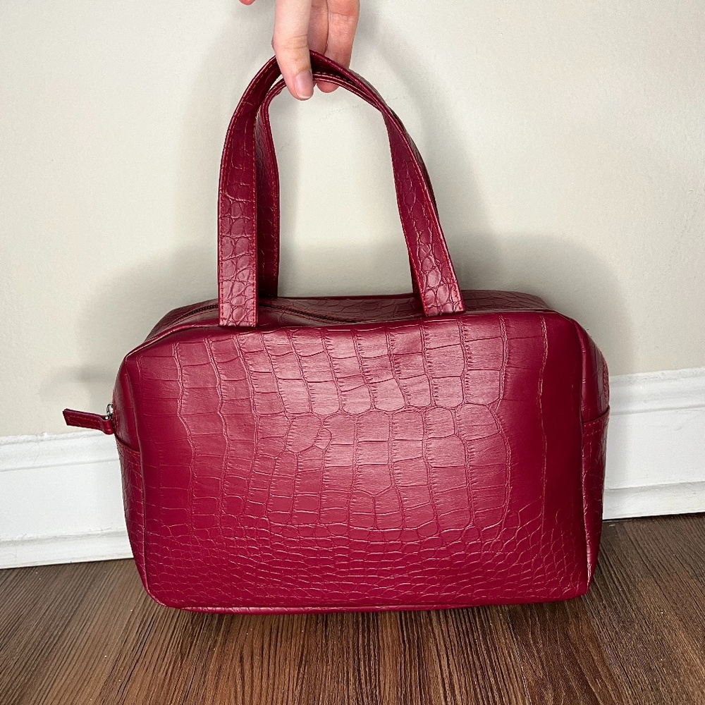 Pink Faux Leather Handbag